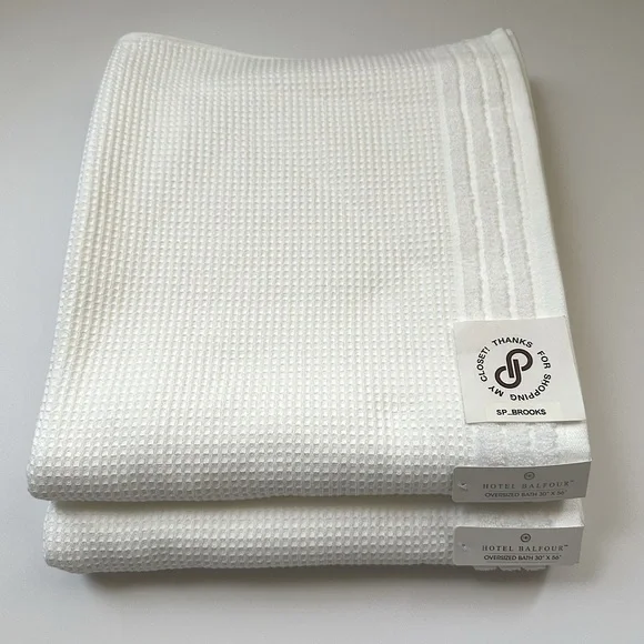 🎁9 PC Hotel Balfour Oversized Bath Towel Set- Cotton- White Waffle Texture⭐SALE⭐ - Picture 2 of 9